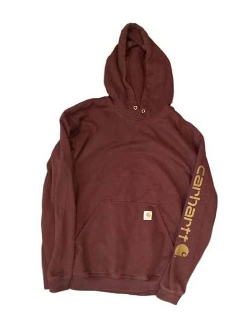 Carhartt Loose Fit Logo Sleeve Hoodie Size L Burgundy